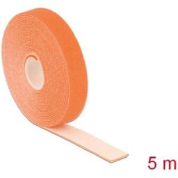 DELOCK 18747 - Hook and loop tape on roll, 5 m x 20 mm, orange