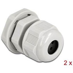 DELOCK 60380 - Cable Gland PG9 for round cable with 4 cable entries gy 2 pcs