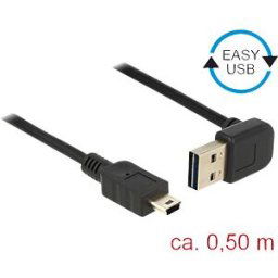 DELOCK 85184 - USB 2.0 Kabel, EASY A male angled to Mini B male, 0.5 m