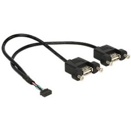 DELOCK 84832 - USB pinh. fem. 2mm 10pin>2xUSB Type-A fem. panelmount 25 cm