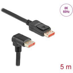 DELOCK 87053 - DisplayPort 1.4 cable, 8K @ 60 Hz, 90° with angled bottom, 5 m