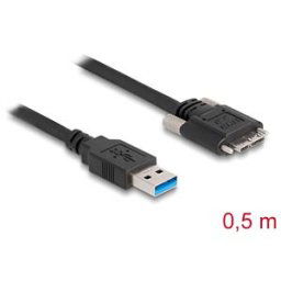 DELOCK 87798 - USB 3.0 cable, A male to Micro-B male, screwable, 0.5 m