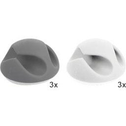 DELOCK 18295 - Cable holder with 2 cable grips, pack of 6, white/grey
