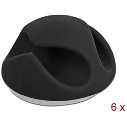 DELOCK 18344 - Cable Holder with 2 feed-throughs self-adhesive Set 6 pieces bla