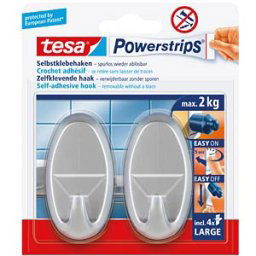 TESA 58063 - tesa® Powerstrips® Large oval hooks, matt chrome