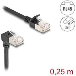 DELOCK 80303 - Cat.6a patch cable, S/FTP, bottom angled / straight, 0.25 m