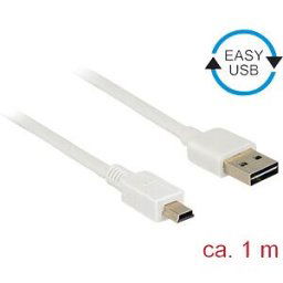 DELOCK 85157 - USB 2.0 Kabel, EASY A male to Mini B male, 1 m, white