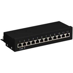 GOOBAY PATCHPANEL 12-6S - Mini patch panel, Cat6, 12 ports, black