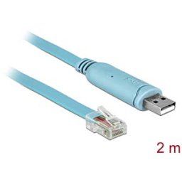 DELOCK 64185 - RS-232 console cable, USB 2.0 Type-A male > RJ45 male, 2 m, blue