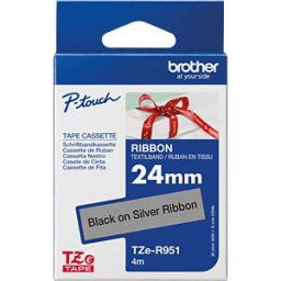 BROTHER P-TOUCH TZER951 - Ribbon tape, black on silver, 24 mm