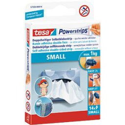 TESA 57550 - TESA Powerstrips – Small, 1.4 x 3.4 cm, 14 pieces