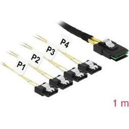 DELOCK 85731 - Cable Mini SAS SFF-8087 > 4 x SATA 7 pin 1 m metal