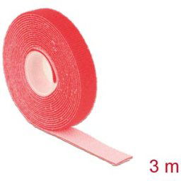 DELOCK 18718 - Hook and loop tape on roll, 3 m x 13 mm, red