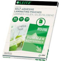 LEITZ 33872 - Hot laminating films, iLAM, DIN A4, 80 mic, self-adhesive, pack