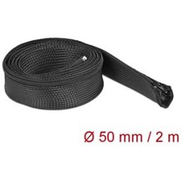 DELOCK 19169 - Braided Sleeve with zip fastener heat-resistant 2 m x 50 mm blac