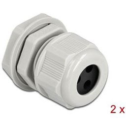 DELOCK 60376 - Cable Gland PG13.5 for round cable with 3 cable entries gy 2 pcs