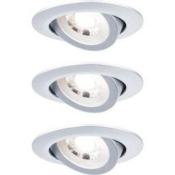 PAULMANN PLM 92986 - Recessed light, 4.8 W, 3000 K, 70°, round, matt chrome, set of 3