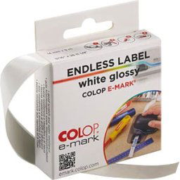 COLOP 155361 - e-mark® endless label ribbon, glossy white, 14 mm x 8 m