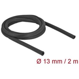 DELOCK 19171 - Woven Sleeve self-closing heat-resistant 2 m x 13 mm black