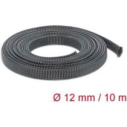 DELOCK 18902 - Braided Sleeving, stretchable 10 m x 12 mm, black