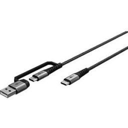 GOOBAY 70279 - Sync & charging cable 2in1, USB-C > USB-C / USB-A, 3 m, black
