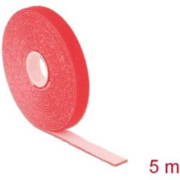 DELOCK 18719 - Hook and loop tape on roll, 5 m x 13 mm, red