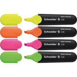 SCHNEIDER MARKER 150X4 - 4-pc set of highlighter pens, orange/yellow/green/pink