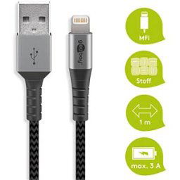 GOOBAY 49268 - Sync & charging cable, USB-A > Lightning, 1.0 m, textile black