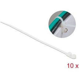 DELOCK 18946 - Cable Tie with lug, 300 x 4.8 mm, white, 10 pieces