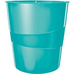LEITZ 52781051 - WOW waste paper basket, 15 l, ice blue