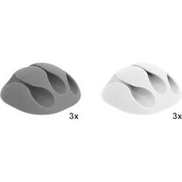 DELOCK 18297 - Cable holder with 3 cable grips, pack of 6, white/grey