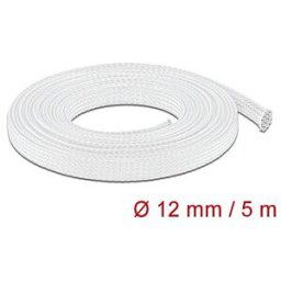 DELOCK 20694 - Braided Sleeving stretchable 5 m x 12 mm white