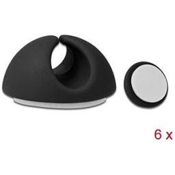 DELOCK 18342 - Cable holder set self-adhesive 6 pieces black