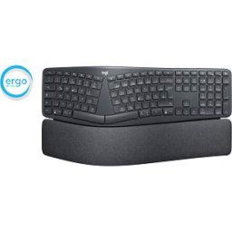 LOGITECH K860FB - Wireless Keyboard, Logi Bolt/Bluetooth, ergonomic, black, German