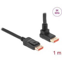DELOCK 87054 - DisplayPort 1.4 cable, 8K @ 60 Hz, 90° with angled top, 1 m