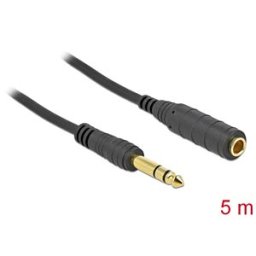 DELOCK 86767 - Cable jack 3-pin 6.35 mm connector > socket, 5 m, black