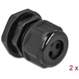DELOCK 60375 - Cable Gland PG13.5 for round cable with 3 cable entries bk 2 pcs
