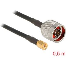 DELOCK 88937 - HF antenna cable, N connector > RP-SMA connector, 0.5 m