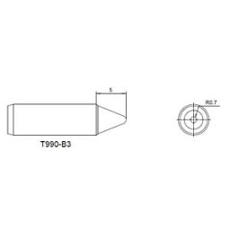 ATTEN T990-B3 - Soldering tip, 0.5 mm, pencil-shaped
