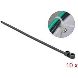 DELOCK 18952 - Cable ties, screw-mountable, 300 x 7.6 mm, black, 10 pieces