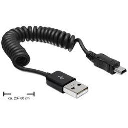 DELOCK 83164 - USB 2.0-A male > USB mini male coiled cable