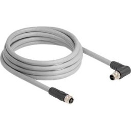 DELOCK 80549 - M12 Cable L-coded 5 pin male right angled to female straight PUR