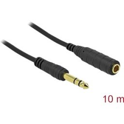 DELOCK 86766 - Cable jack 3-pin 6.35 mm connector > socket, 10 m, black