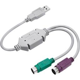 LOGILINK AU0004A - USB 1.1 adapter, A/M to 2x Mini-DIN 6 (PS/2)/M, grey, 0.3 m