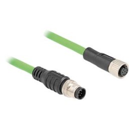 DELOCK 80404 - M12 cable, A-coded, 8 pin plug / socket, 5 m