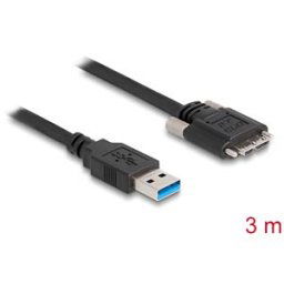 DELOCK 87801 - USB 3.0 cable, A male to Micro-B male, screwable, 3 m