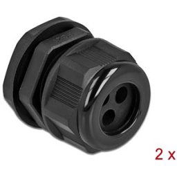 DELOCK 60377 - Cable Gland PG21 for round cable with 3 cable entries bk 2 pcs