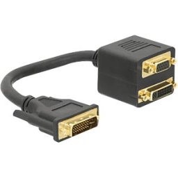 DELOCK AD DVI 220 - DVI-I male to DVI-I and VGA female adapter