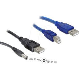 DELOCK 82461 - 2 x USB-A > DC + USB-B cable set, 30 cm