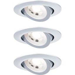PAULMANN PLM 93389 - Recessed light, 6 W, 3000 K, 70°, round, matt chrome, set of 3